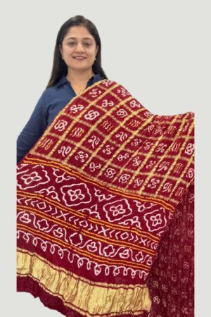 Maroon Gharchola Checks in Gajji Silk