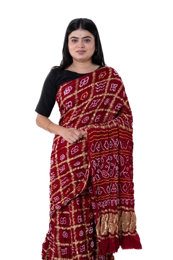 Maroon Gharchola Checks in Gajji Silk