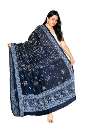 Dark Grey Modalsilk Bandhej Dupatta