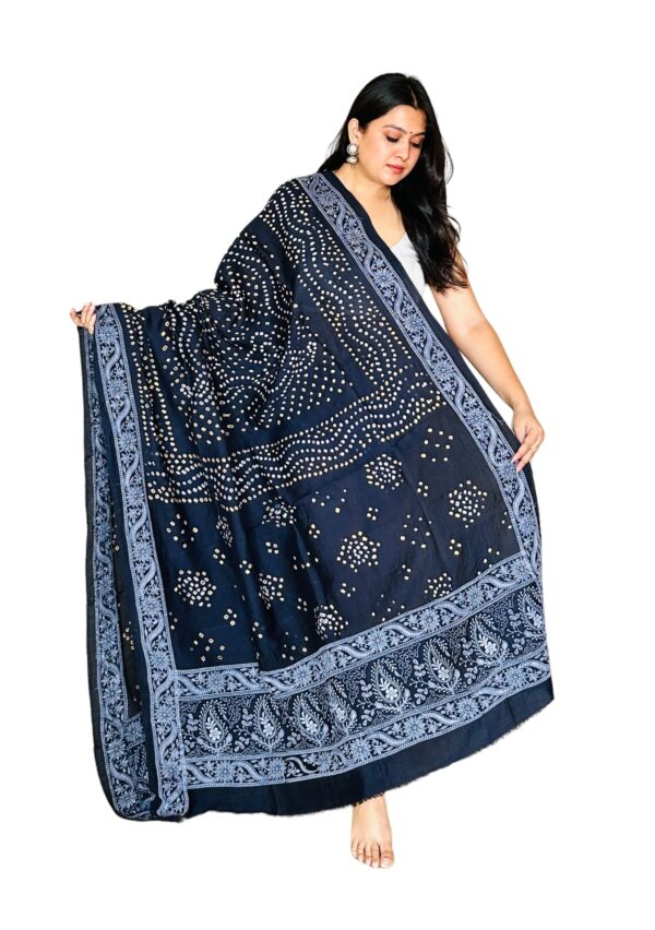 Dark Grey Modalsilk Bandhej Dupatta