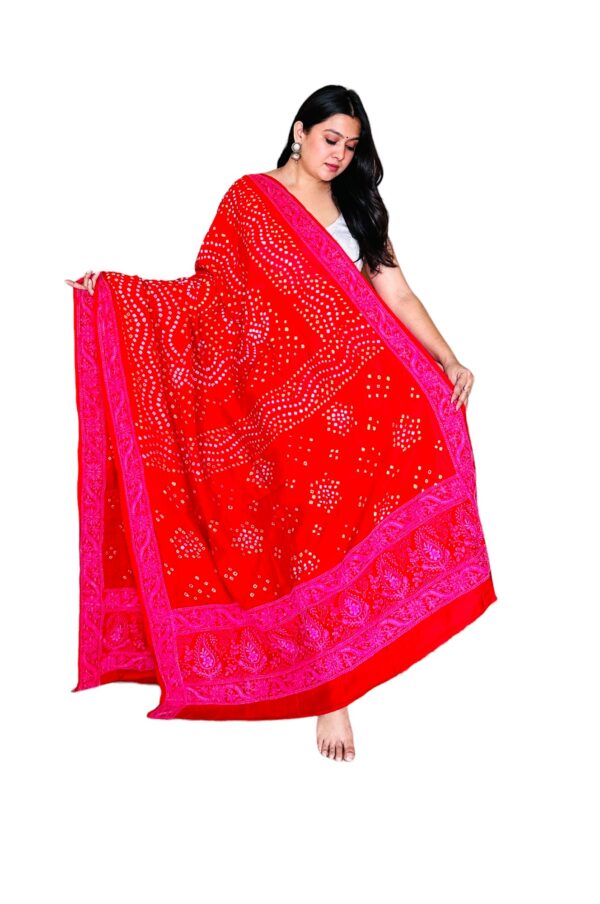 Red Modalsilk Bandhej Dupatta