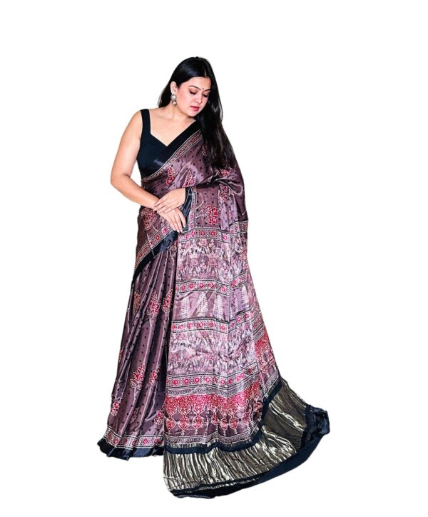 Copper Modalsilk Ajrakh Saree