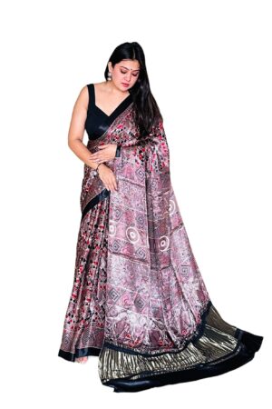 Copper Modalsilk Ajrakh Saree