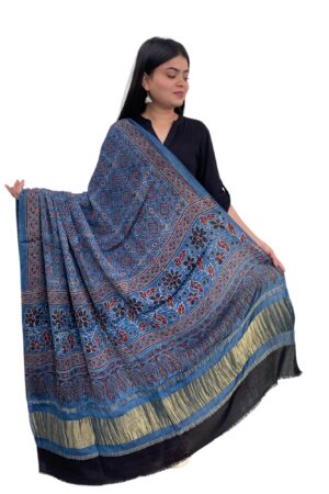 Indigo Blue Pure Modalsilk Ajrakh Dupatta