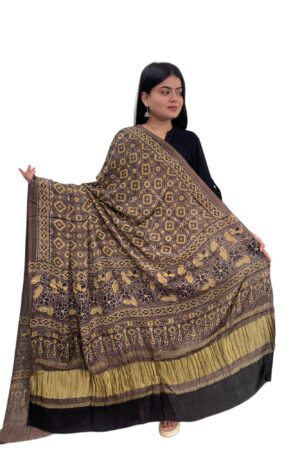 Brown Pure Modalsilk Ajrakh Dupatta