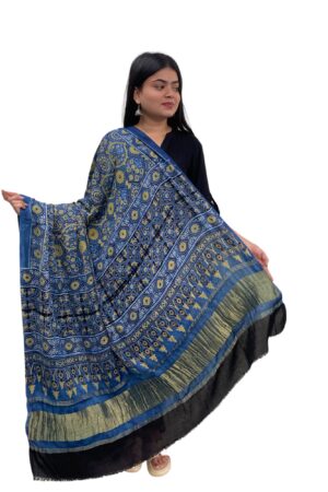 Indigo Blue Pure Modalsilk Ajrakh Dupatta