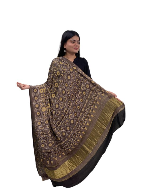 Brown Pure Modalsilk Ajrakh Dupatta