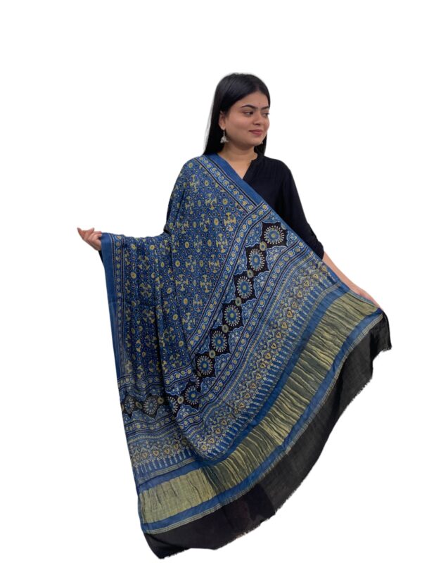 Indigo Blue Pure Modalsilk Ajrakh Dupatta