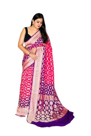 Purple Pink Neemjari Georgette Saree