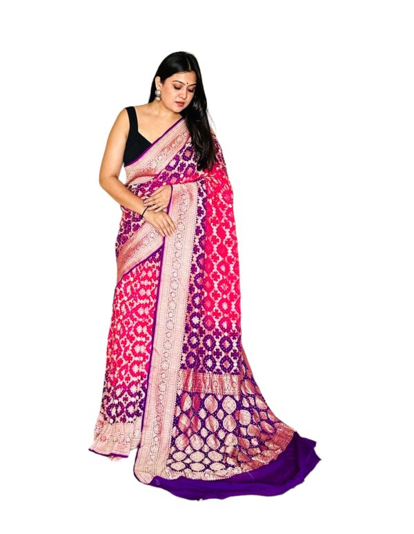 Purple Pink Neemjari Georgette Saree