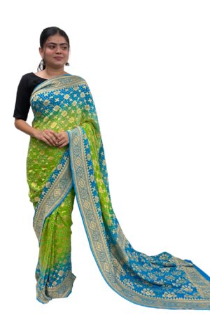 Parrot Sea Green Neemjari Georgette Saree