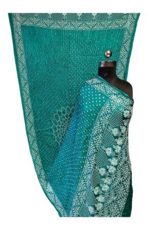 Turquoise Lucknowi Bandhej Modal Silk Dupatta