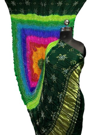 Green Gaji Silk Rai Bandhej Dupatta