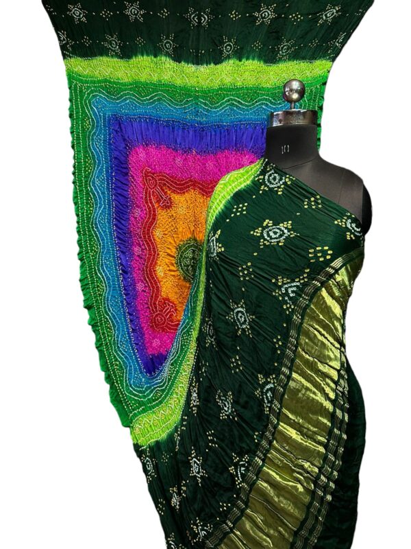 Green Gaji Silk Rai Bandhej Dupatta