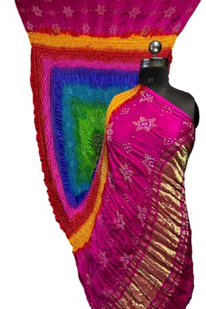 Pink Gaji Silk Rai Bandhej Dupatta