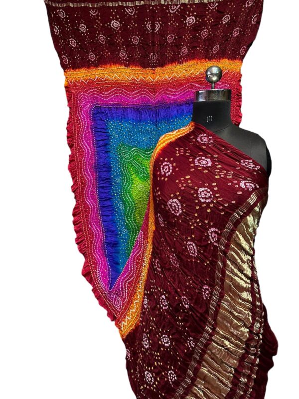 Maroon Gaji Silk Rai Bandhej Dupatta