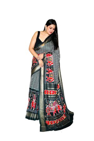 Black Siffon Patola Print Saree