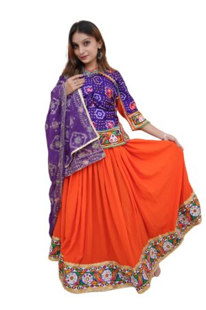 Navratri Special Georgette Chaniya With Backless Blouse and Vintage Dupatta