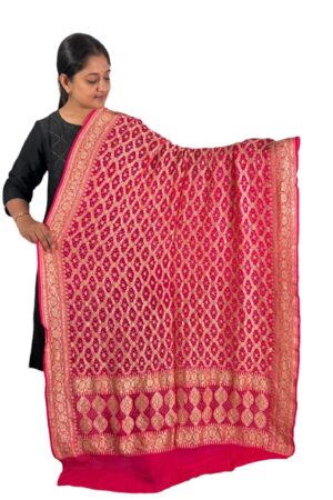 Neon Pink Neem Jari Janglo Dupatta in Georgette