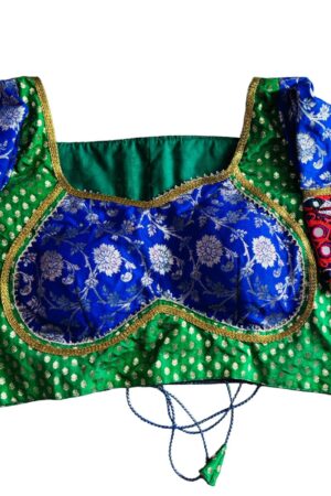 Traditional Multi-Color Blouse with Ahir Embroidery and Banarasi Brocade