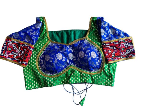 Traditional Multi-Color Blouse with Ahir Embroidery and Banarasi Brocade