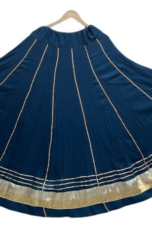 Blue Reyon cotton lappa border Navratri Special Skirt