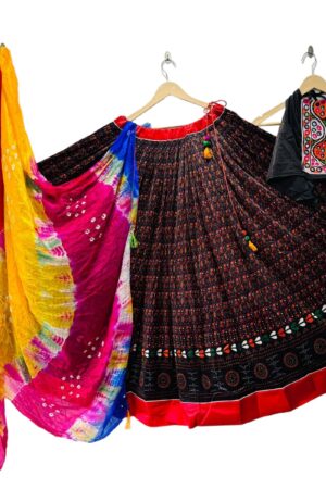 Gamthi lehenga choli with Backless Blouse