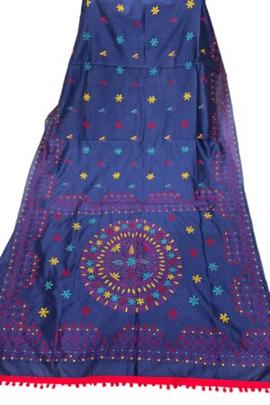 Blue Katha stich Hand Work Fulkari Sarees