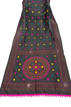 Black Katha stich Hand Work Fulkari Sarees