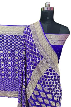 Royal Blue Janglo Saree in Georgette