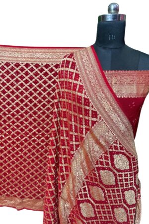 Red Janglo Saree in Georgette