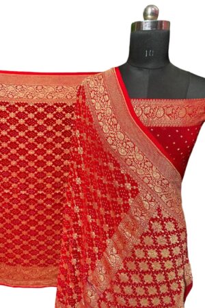 Red Janglo Saree in Georgette