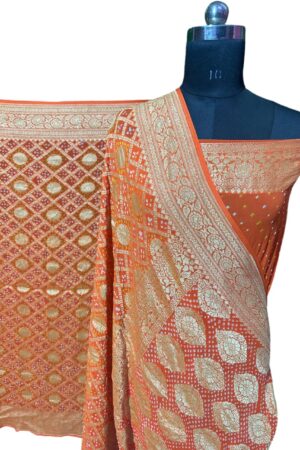 Orange Janglo Saree in Georgette