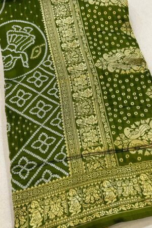 Mehndi Green Lakhanavi work Saree