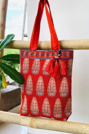 Maroon Tote Bag with Tassels