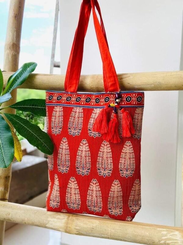 Maroon Tote Bag with Tassels