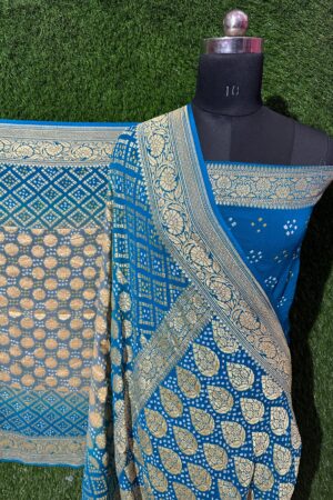 Indigo blue Janglo Saree in Georgette