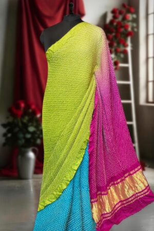 Gajji Silk Multi Colour RaiBanadhej Saree