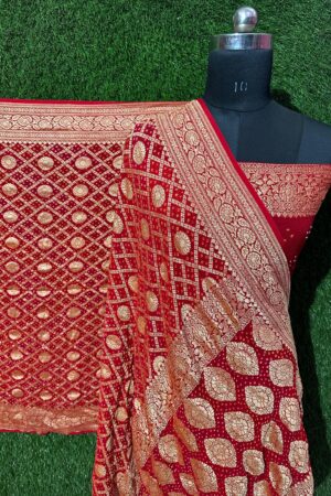 Red Janglo Saree in Georgette