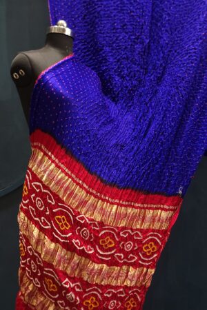 Pure gajji silk red bandhej saree