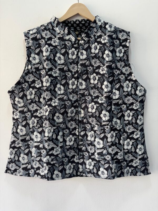 Black Printed sleeveless Jacket