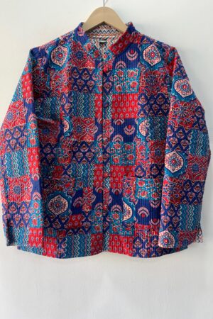 Blue Red Printed  Jacket