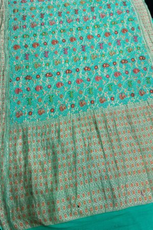 Pure georgette handloom shikargah rai bandhej sarees