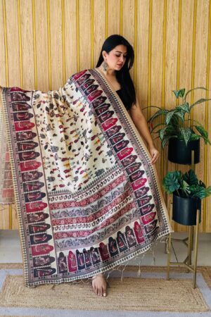 Ivory  pichwai Digital Prints Dupatta