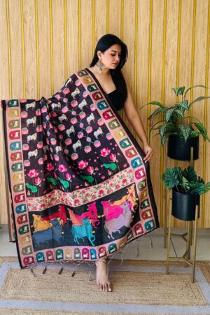 Black pichwai  Digital Prints Dupatta