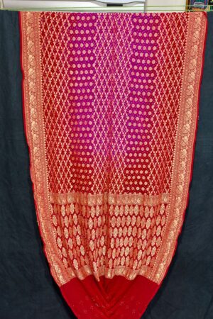 Red and Pink Janglo Saree in Georgette