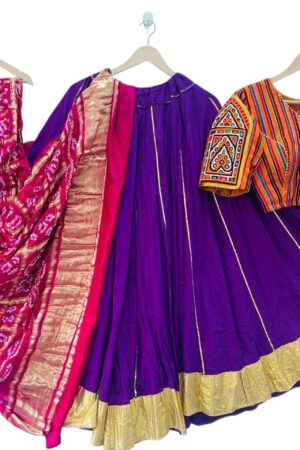 Traditional Bandhani Lehenga Choli Set with Embroidered Kutch Blouse