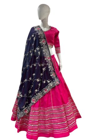 Fuchsia Pink Lehenga Choli with Vintage Dupatta
