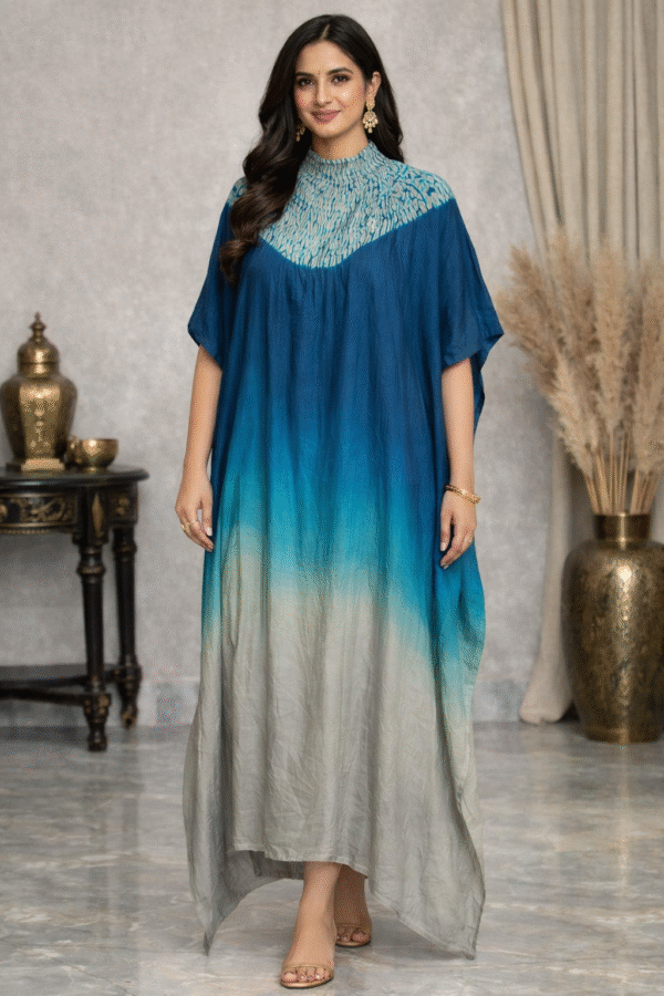 Indigo Blue Ombre Kaftan Dress