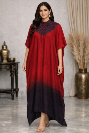 Maroon Ombre Kaftan Dress